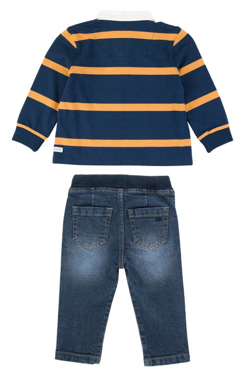 Shop Ruggedbutts Rugby Shirt & Pull-on Jeans Set In Blue