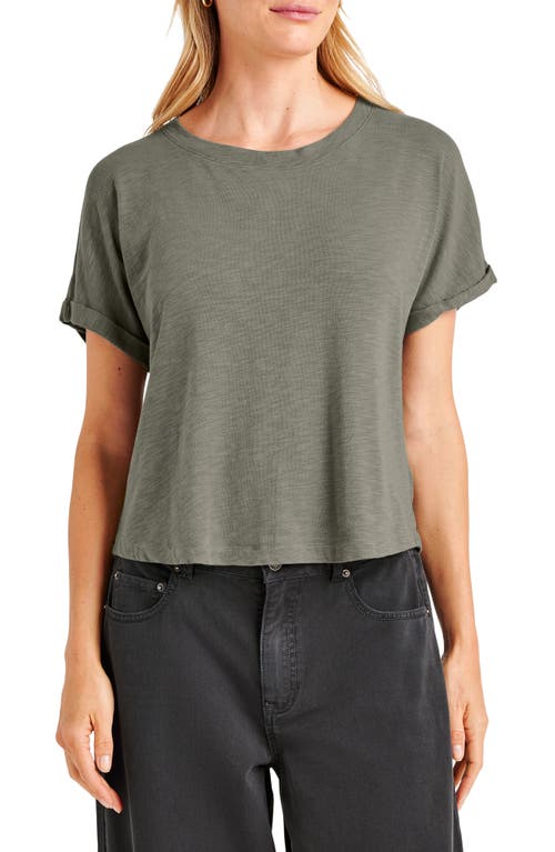 Splendid Abbie Cotton Blend Slub Jersey T-shirt In Soft Vintage Olive Branch