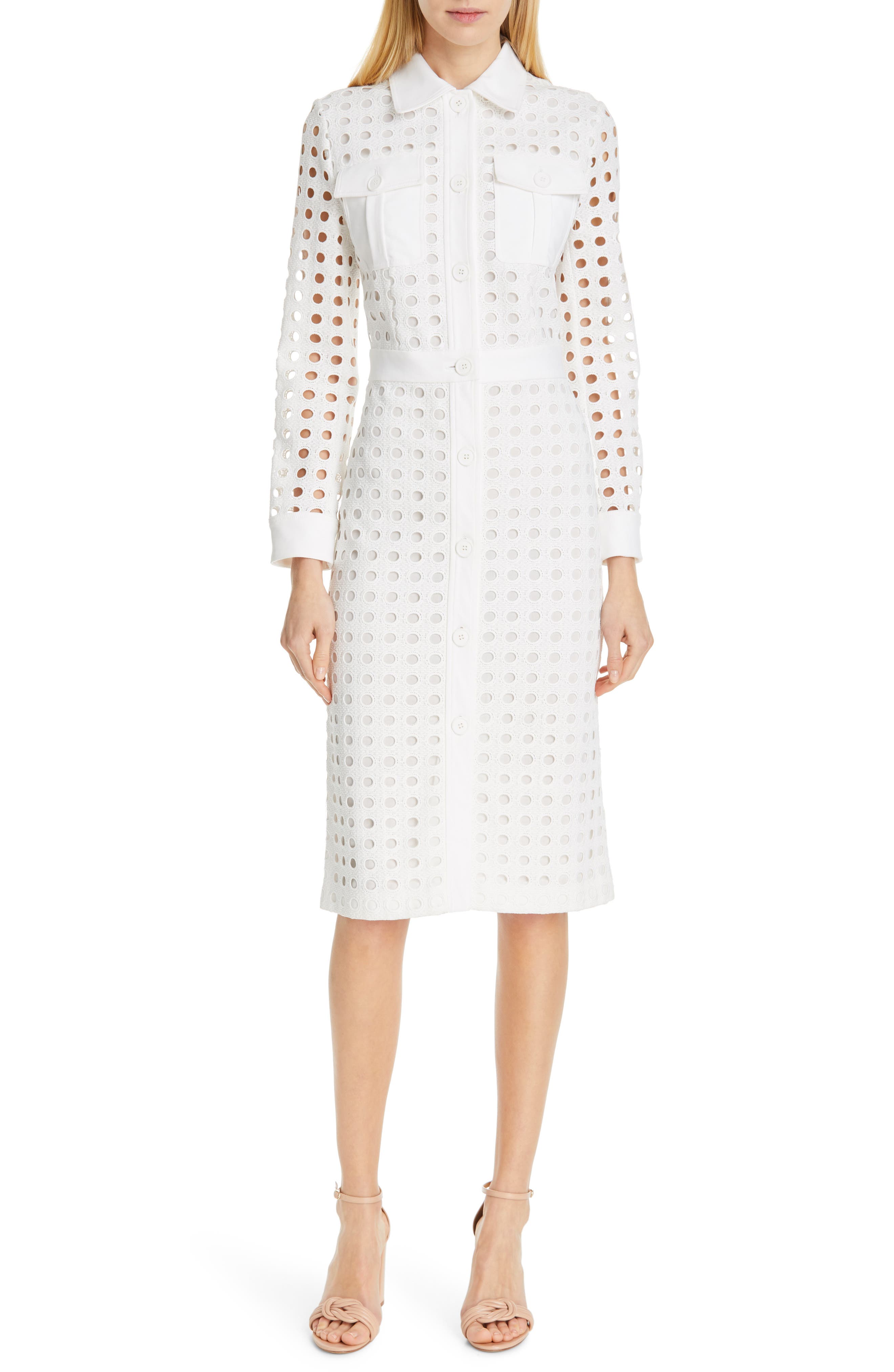 Judith & Charles Tiento Long Sleeve Midi Dress, Ivory