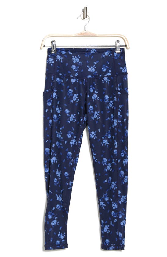 Z By Zella High Waist Side Pocket Daily Leggings In Navy Peacoat Fete Floral