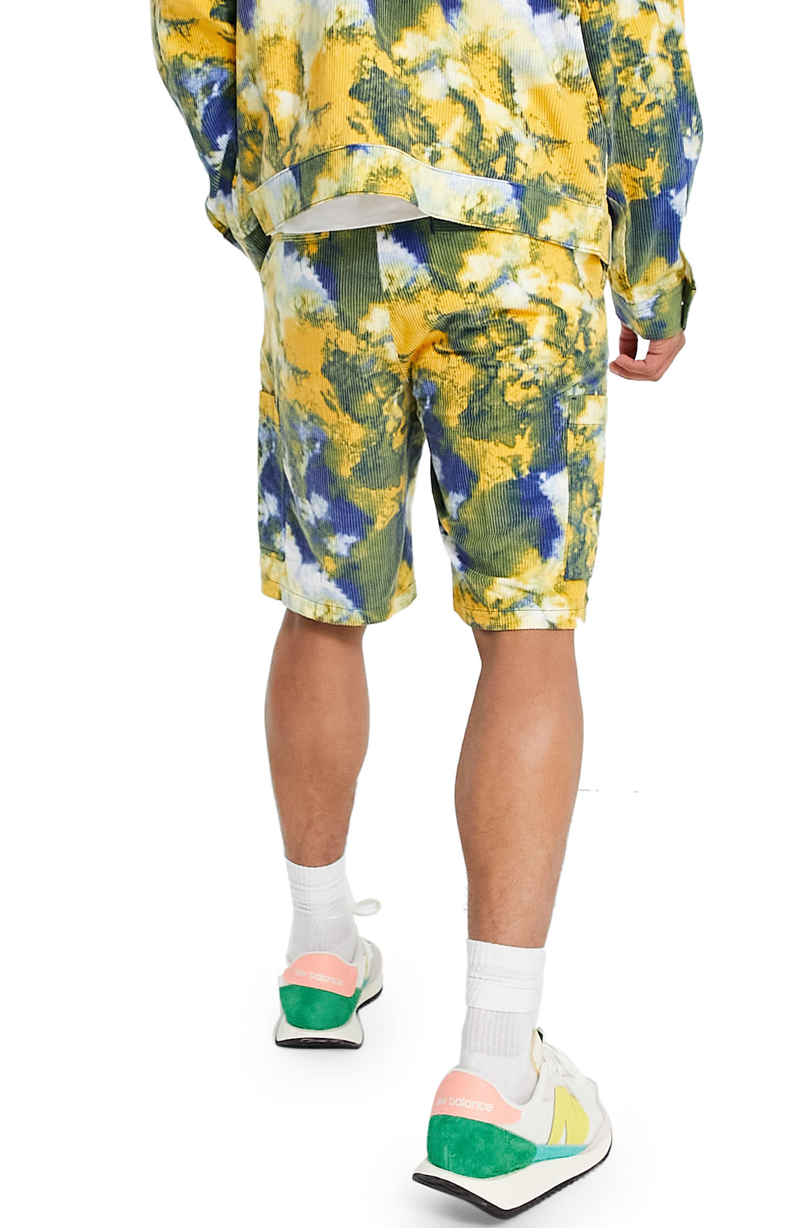 Topman Floral Corduroy Cargo Shorts 