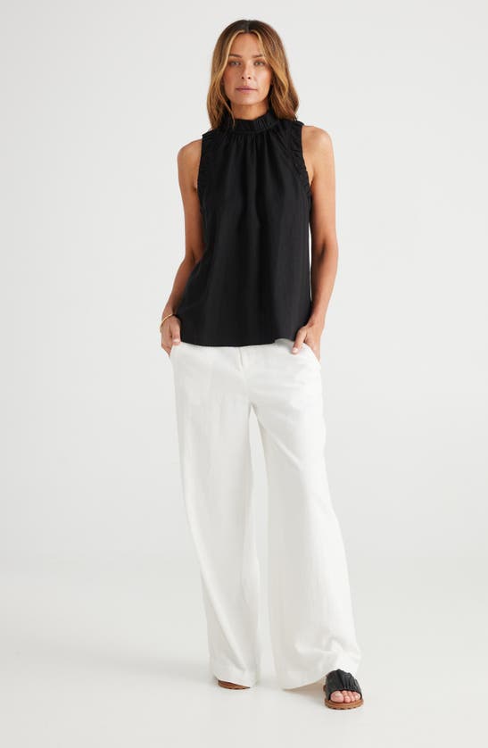 Shop Brave + True Kelley Linen Blend A-line Top In Black