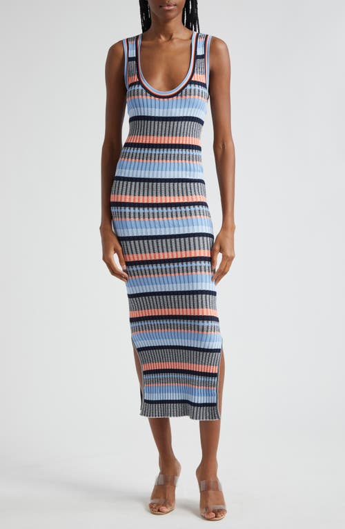 Shop Veronica Beard Fabiana Stripe Rib Sleeveless Sweater Dress In Blue Multi