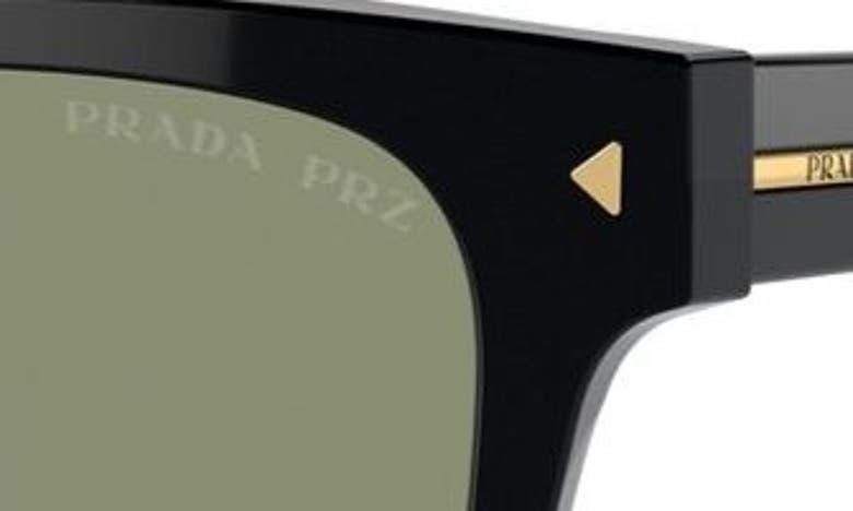 Prada 51mm Polarized Rectangular Sunglasses In Black