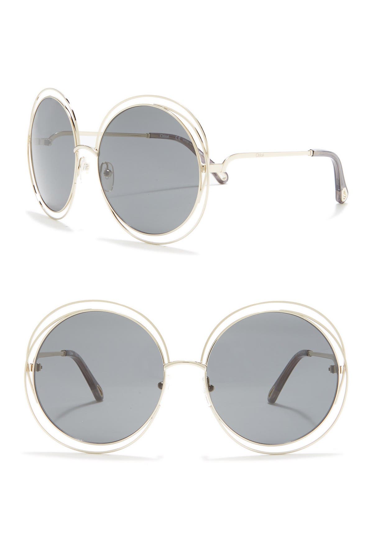 chloe 62mm vented round sunglasses