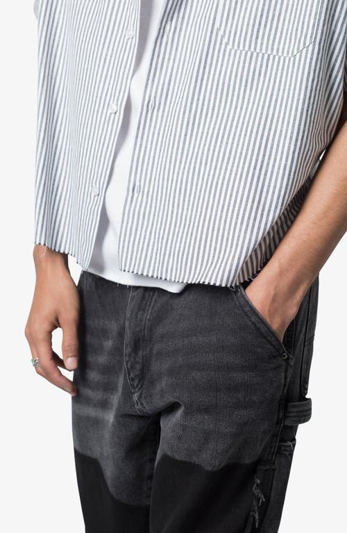 Shop Mnml Stripe Short Sleeve Button-up Shirt In Grey/white