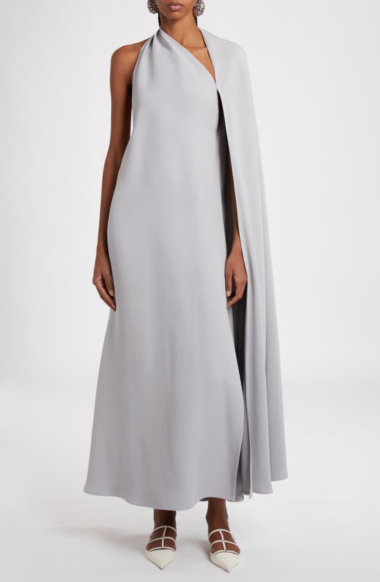 Shop Valentino Draped One-shoulder Gown In Perla