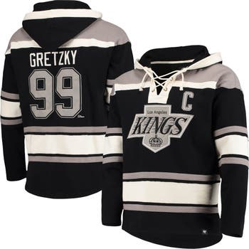 Men's '47 Wayne Gretzky Black Los Angeles Kings Retired Player Name & Number Lacer Pullover Hoodie Size: Small