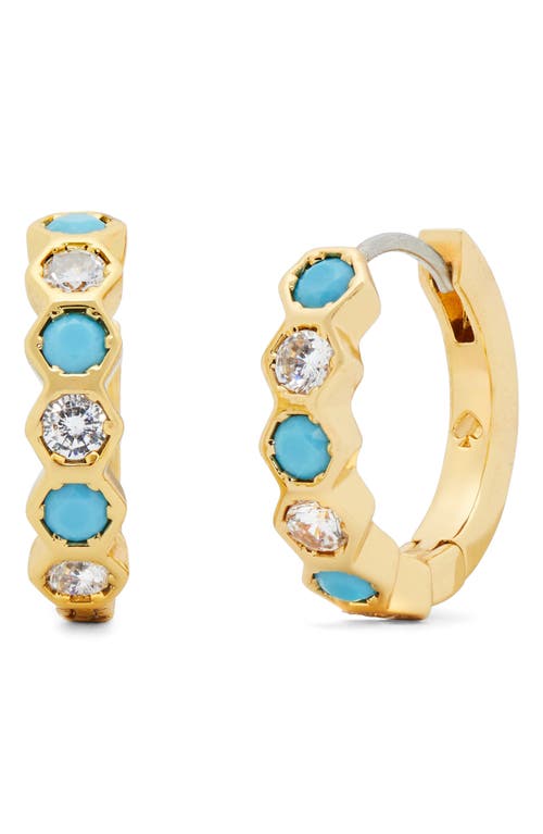 Shop Kate Spade New York Hexagon Huggie Hoop Earrings In Blue/multi