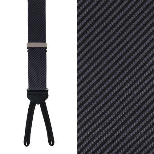 Trafalgar Big & Tall Leyton Diagonal Lined Tone On Tone Silk Formal End Suspenders In Graphite