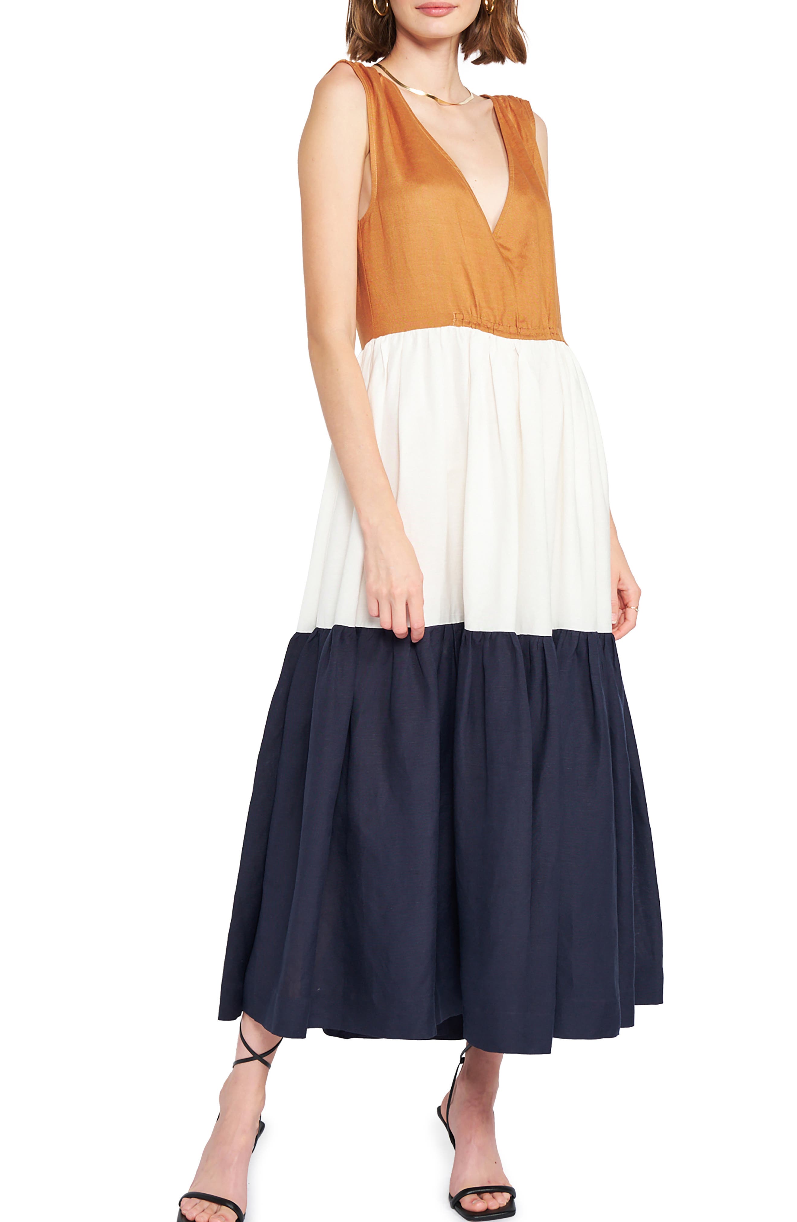 midi color block dress