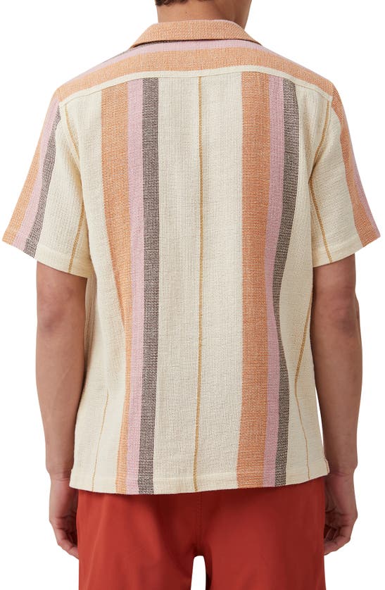 Shop Cotton On Palma Cotton Blend Camp Shirt In Rust Stripe
