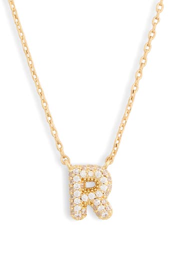 Leith Cubic Zirconia Initial Pendant Necklace In R- Clear- Gold