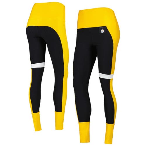 Women's KIYA TOMLIN Black/Gold Pittsburgh Steelers Colorblock Tri-Blend Leggings