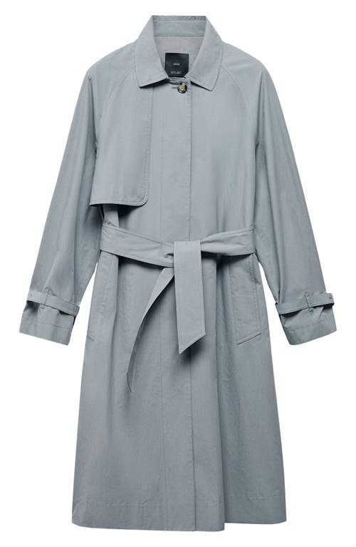 Shop Mango Trench Coat In Medium Blue