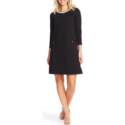 Cece Pindot Ponte Shift Dress, Black