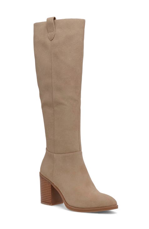 Beige suede knee high boots best sale