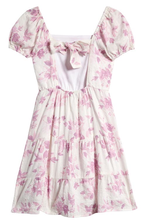 Shop Nordstrom Kids' Floral Puff Sleeve Back Cutout Dress In Ivory Egret Daydream Floral