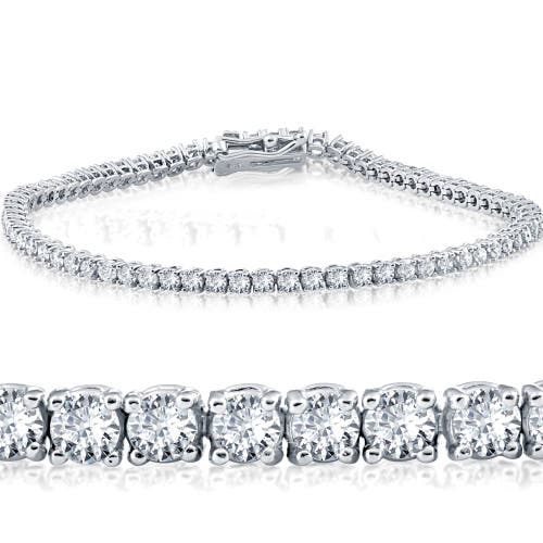 Shop Bliss Diamond 3 Carat Round Cut Lab Grown Diamond Tennis Bracelet In 14k Gold 7" In 14k White Gold