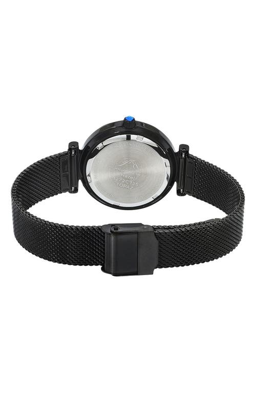 PORSAMO BLEU PORSAMO BLEU HAZEL WHITE TOPAZ MOTHER OF PEARL DIAL 3-HAND QUARTZ MESH STRAP WATCH, 33MM