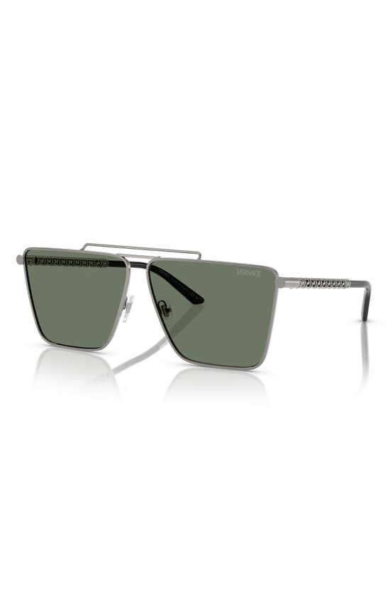 Shop Versace 64mm Oversize Pillow Sunglasses In Gunmetal