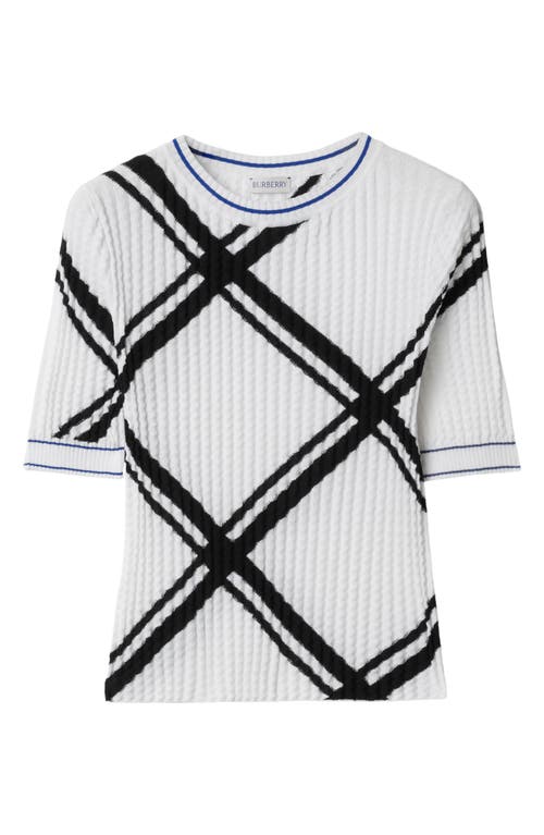 Shop Burberry Check Short Sleeve Cotton Sweater In Black/white