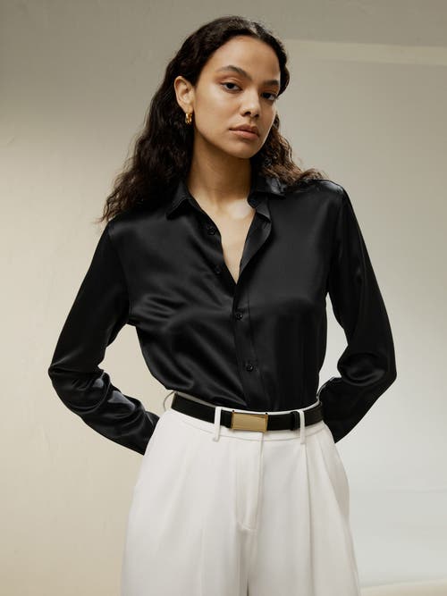 Lilysilk Tailored Button Down Silk Shirt In Black