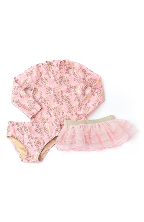 Shade Critters Kids' Leopard Spots Two-Piece Swimsuti & Cover-Up Skirt Set Pink at Nordstrom, Y