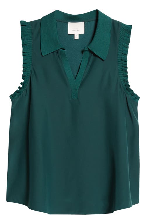 Shop Cinq À Sept Carson Silk Sleeveless Top In Green Onyx