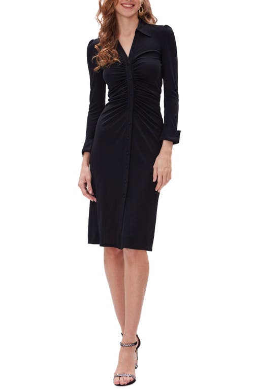 Shop Dvf Diane Von Furstenberg Sheska Ruched Shirtdress In Black