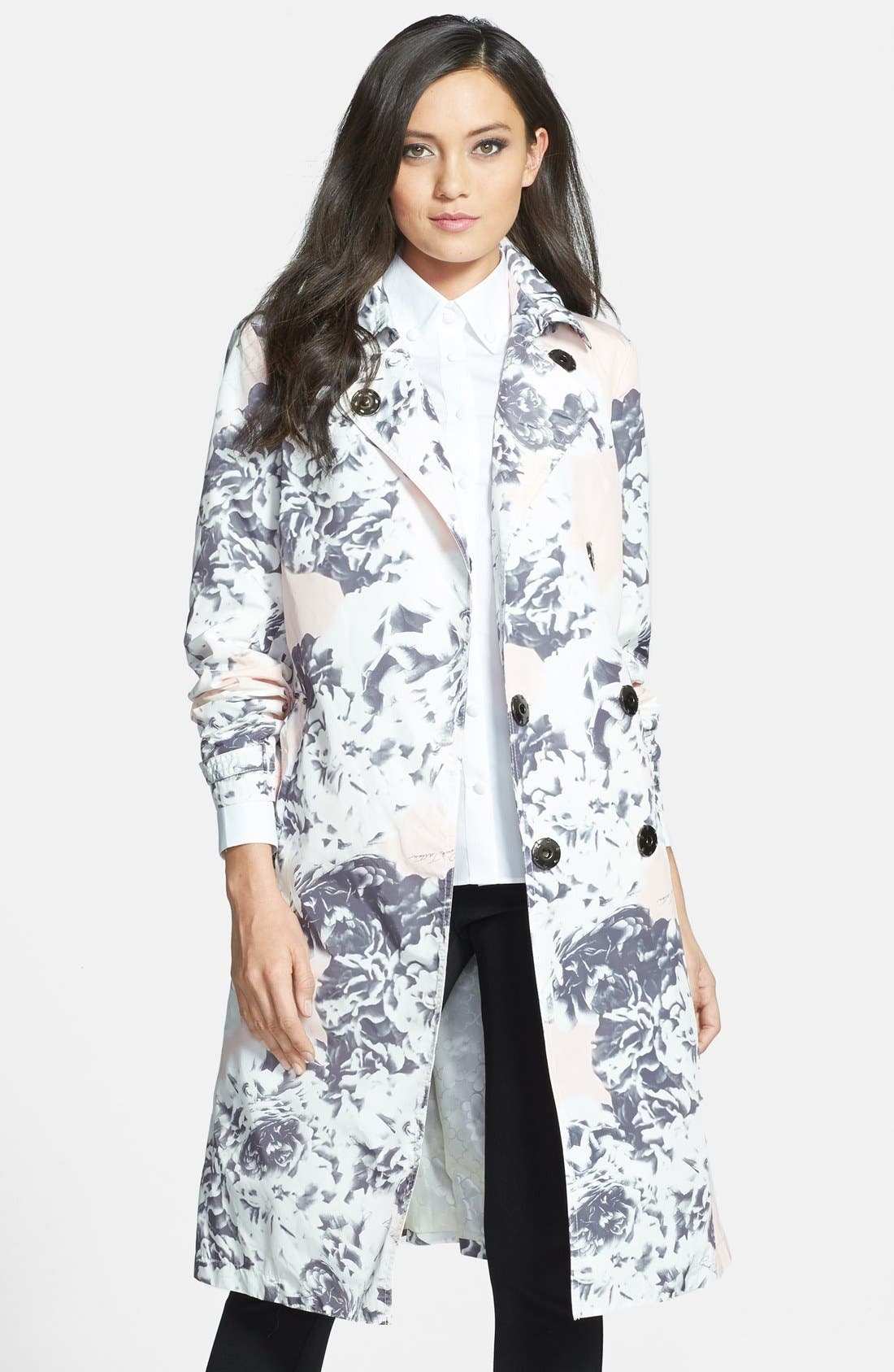 Pink Tartan Floral Print Trench Coat Nordstrom