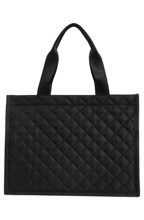 Shop Moschino Quilted Nylon Tote Bag In Black Silver