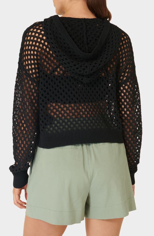 Shop Sweaty Betty Beachside Crochet Cover-up Hoodie In Black