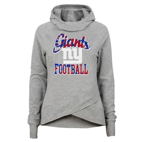 Outerstuff Girls Youth Heathered Gray New York Giants Dye Hard Fan Funnel Neck Pullover Hoodie in Heather Gray