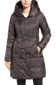 Via Spiga Water Repellent Quilted Puffer Coat with Faux Fur Trim ...