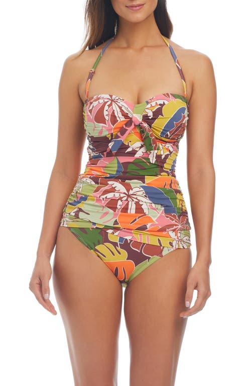 Bleu Rod Beattie Rod Beattie Draped Bandini Tankini Top In Multi