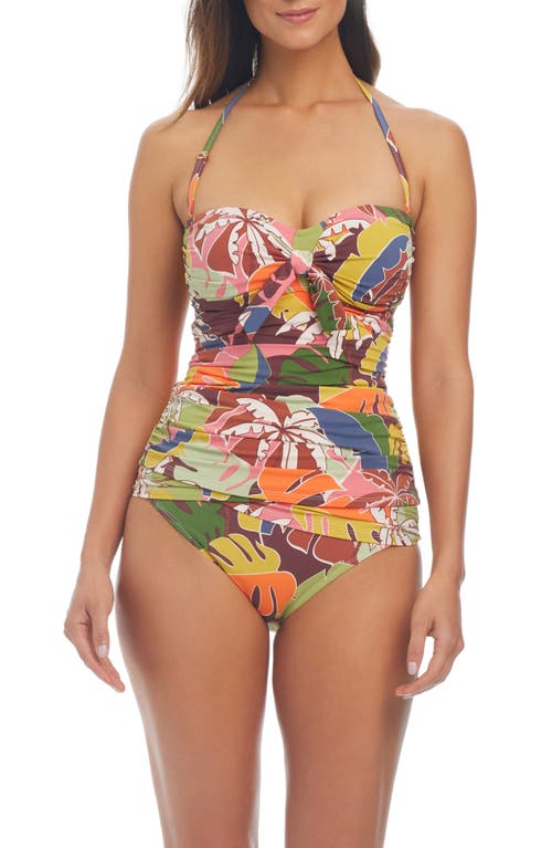 Shop Rod Beattie Draped Bandini Tankini Top In Multi