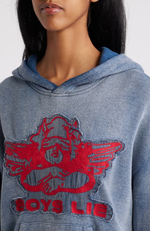 Shop Boys Lie Stitch Me Up Cotton Blend Logo Hoodie In Blue