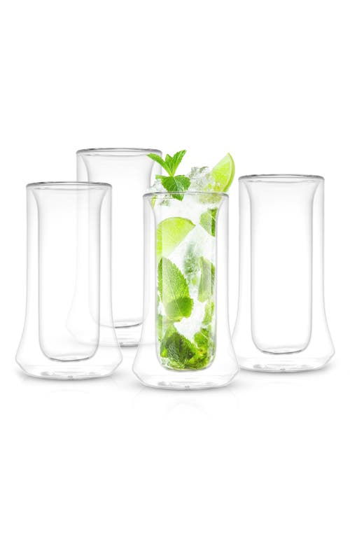 Joyjolt Set Of Two Cosmos Double Wall Highball Glass In Clear