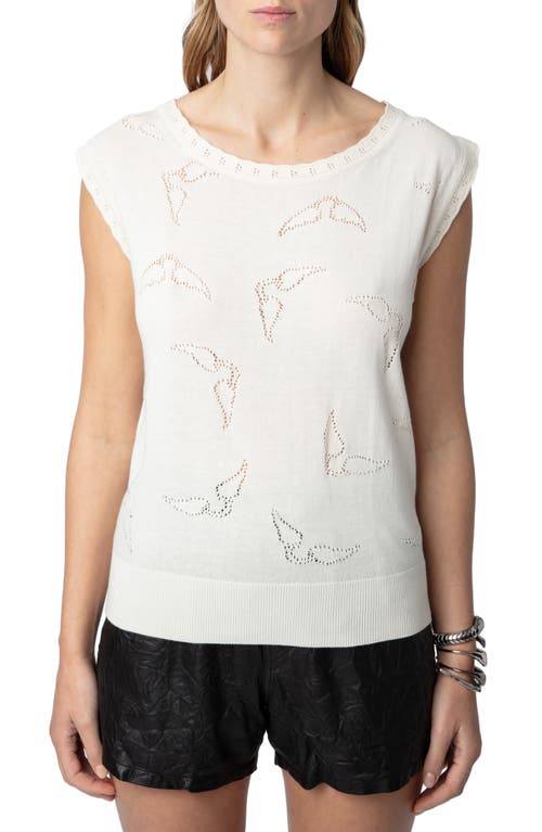 Shop Zadig & Voltaire Emmyl Sleeveless Cotton Pointelle Sweater In Ecru