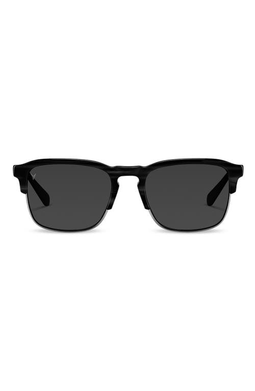 Villa 53mm Polarized Browline Sunglasses in Black/Black