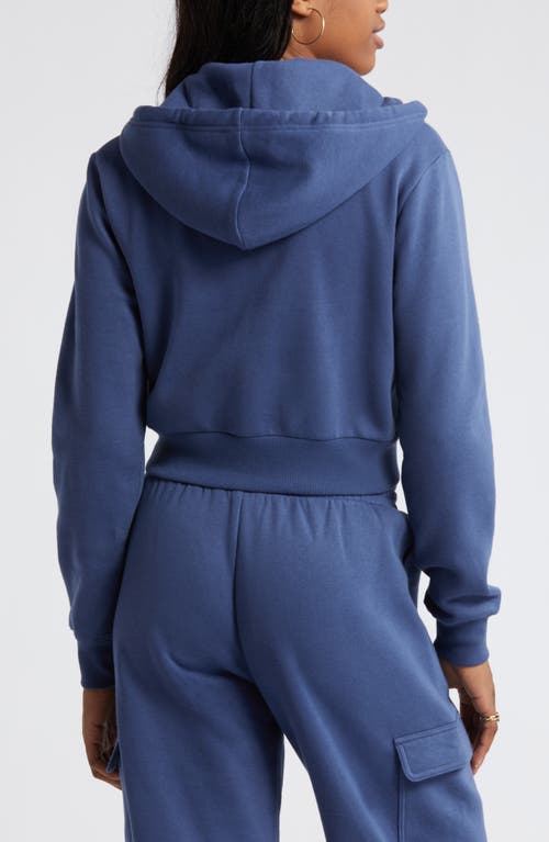 Shop Bp. Crop Zip Fleece Hoodie In Blue Indigo