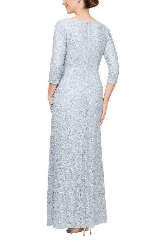 Alex Evenings Sequin Lace Ruffle Gown In Hydrangea | ModeSens