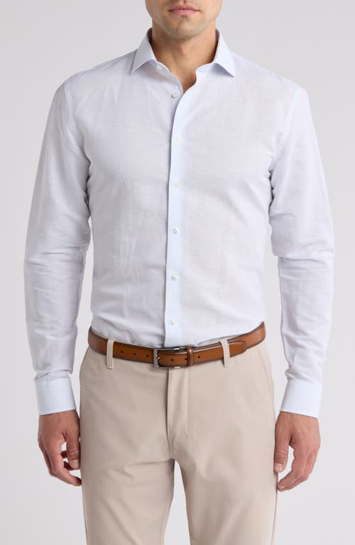 Nordstrom Trim Fit Pinstripe Linen & Cotton Dress Shirt White - Blue Mustique Microstp at Nordstrom,