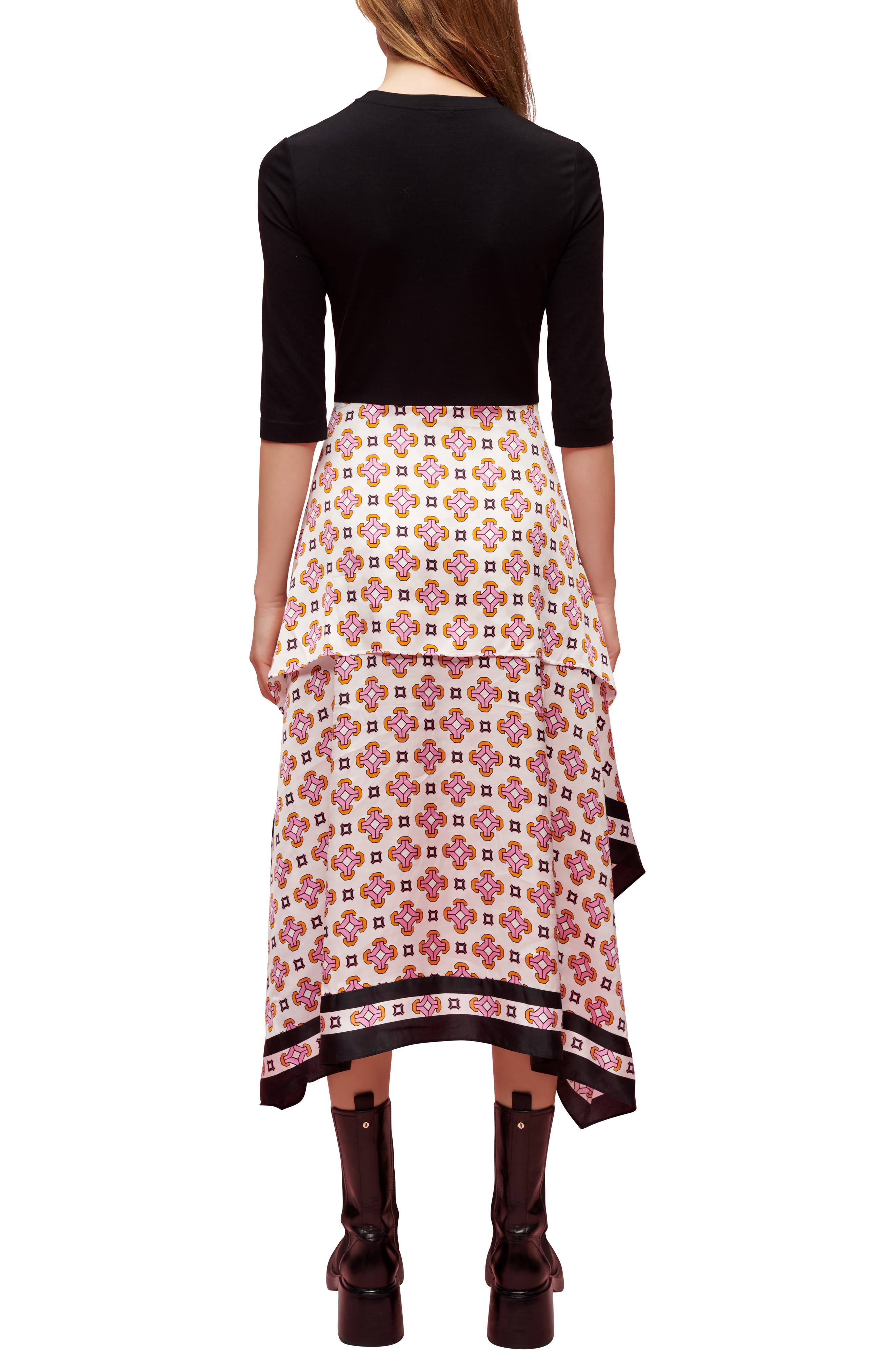 Maje Rosangeo Mixed Media Midi Dress in Ecru