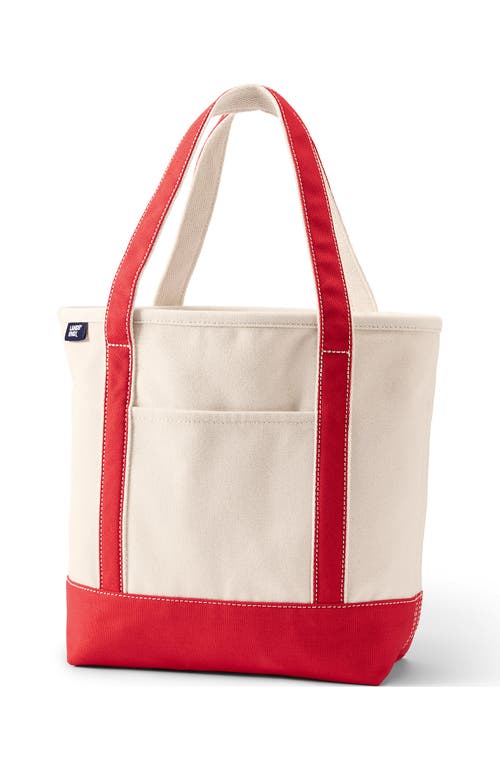 Lands' End Open Top Canvas Tote Bag In Natural/silver Graphite