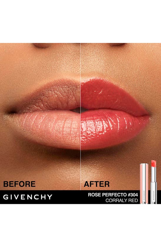 Givenchy Rose Perfecto Lip Balm 24h Hydration 304 Corally Red .09 oz In 304 Coral Red