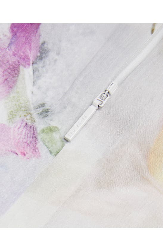 Shop Ted Baker Saintly Floral Sleeveless Plissé Minidress In White