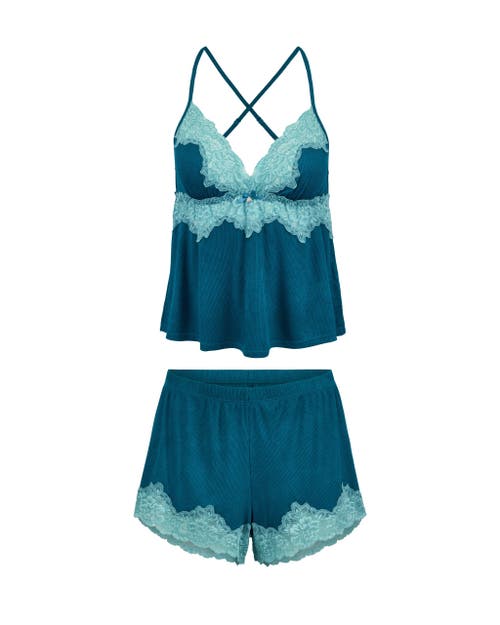 Adore Me Lora Pajama Cami & Shorts Set In Dark Blue