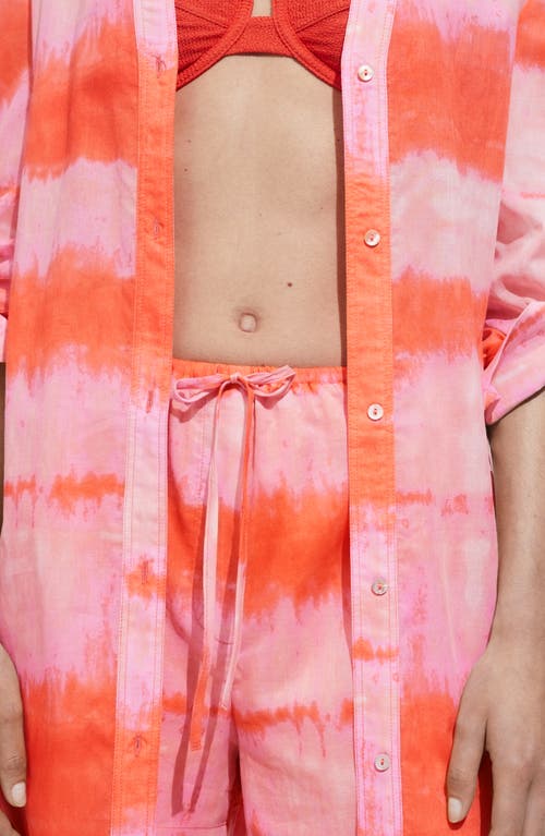 Mango Printed Shirt Dress Orange In Orange